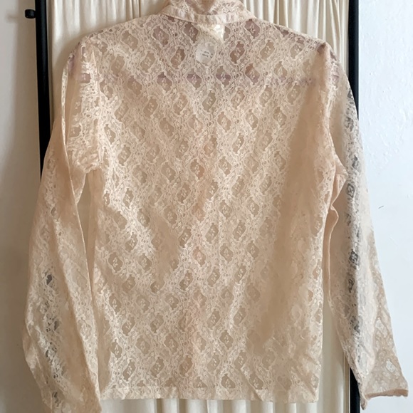 VTG NWOT Gold Label Jessica’s Gunnies San Fran Polyester Lace Button Down Shirt - Picture 9 of 11